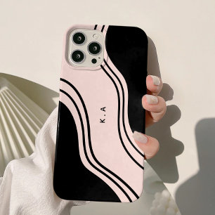Coque Case-Mate iPhone Vagues Abstraites modernes Noir & Crème