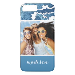 Coque iPhone 7 Plus Vagues Abstraites Votre photo et votre nom