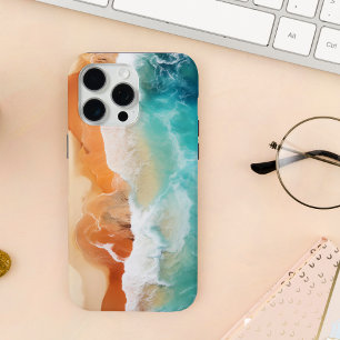 Coque Case-Mate iPhone Vagues Bleues De L'Océan Et Côte De Sable Brown
