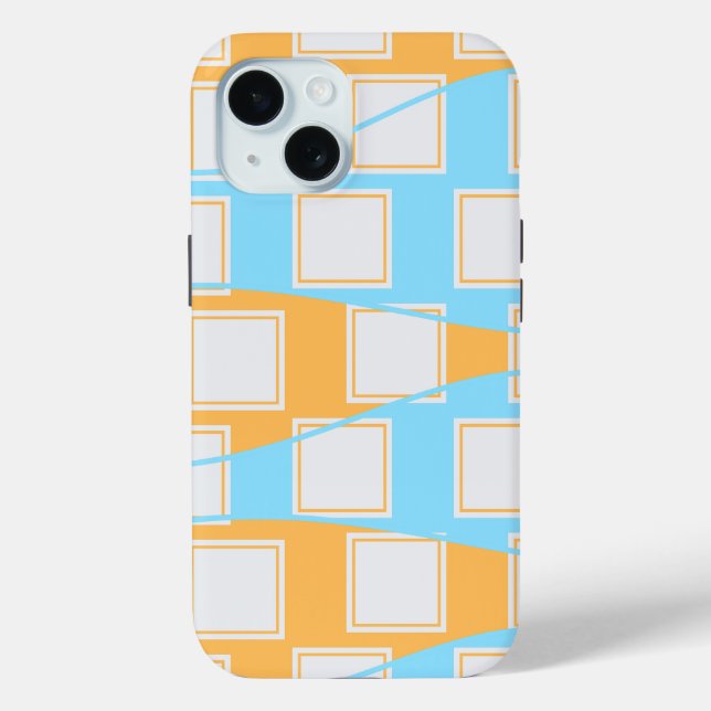 Coques Case-Mate iPhone Vagues bleues sur patchs Carrés blancs (Verso)