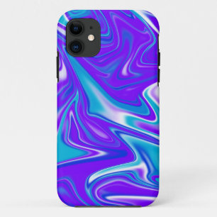 Coque iPhone 11 Vagues célestes : Le marbre bleu blanc et violet
