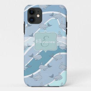Case-Mate iPhone Case Vagues de bleu, motif sans couture de baleine