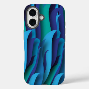 Coque Pour iPhone 16 Vagues de différentes couleurs du bleu au vert