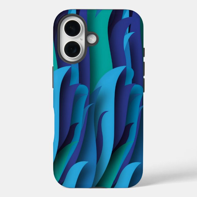 Coques Case-Mate iPhone Vagues de différentes couleurs du bleu au vert (Verso)
