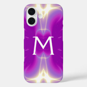 COQUE POUR iPhone 16 VAGUES DE LUMIÈRE FRACTALE ROSE FUCHSIA VIOLET MON