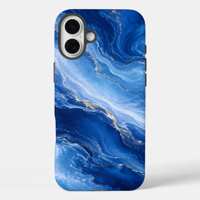 Coques Case-Mate iPhone Vagues de marbre bleu Luxe Abstrait (Verso)