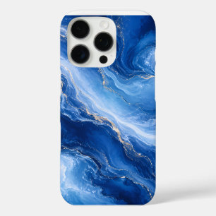 Coque iPhone 16 Pro Vagues de marbre bleu Luxe Abstrait
