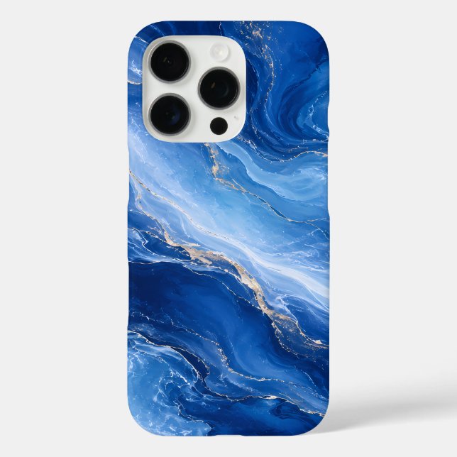 Coques Case-Mate iPhone Vagues de marbre bleu Luxe Abstrait (Verso)