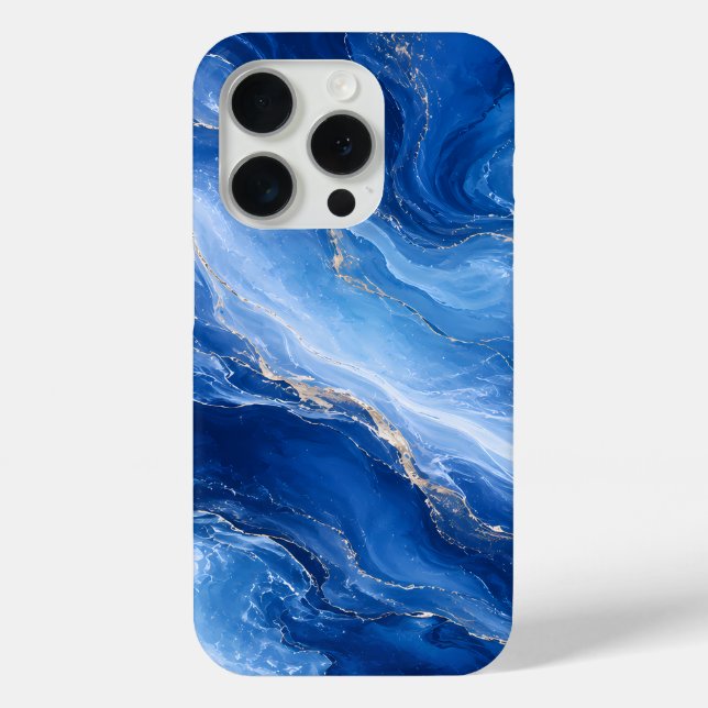 Coques Case-Mate iPhone Vagues de marbre bleu Luxe Abstrait (Verso)