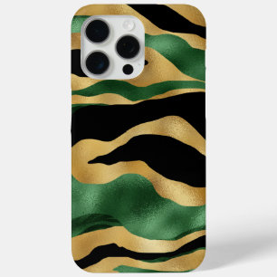 Coque Case-Mate iPhone Vagues de Parties scintillant noire en or vert