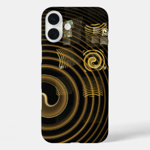 Coque Pour iPhone 16 Plus Vagues dorées hypnotiques Art abstrait moderne