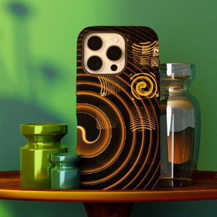 Coque iPhone 16 Pro Vagues dorées hypnotiques Art abstrait moderne
