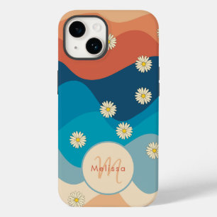 Coque Case-Mate iPhone Vagues et marguerites colorées Motif Monogramme