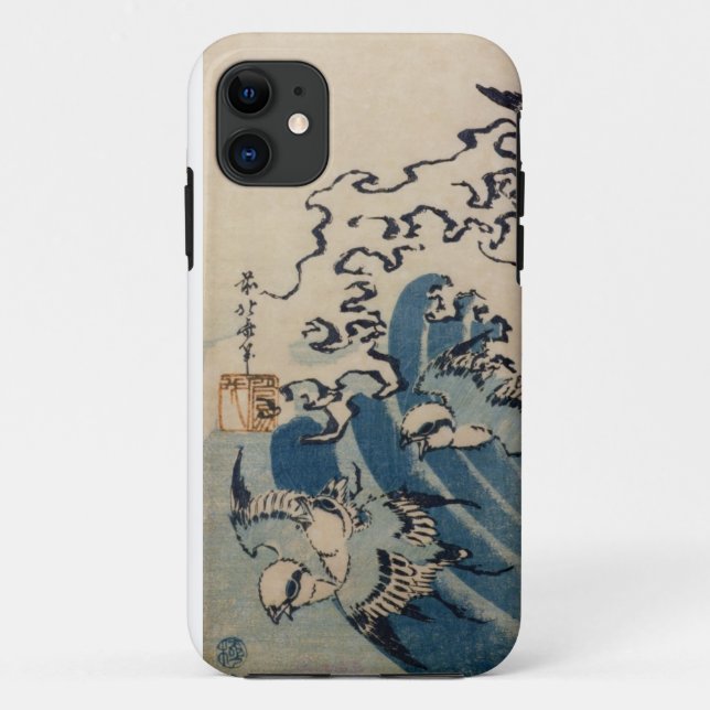 Coques Case-Mate iPhone Vagues et oiseaux, c.1825 (copie de bois de (Dos)