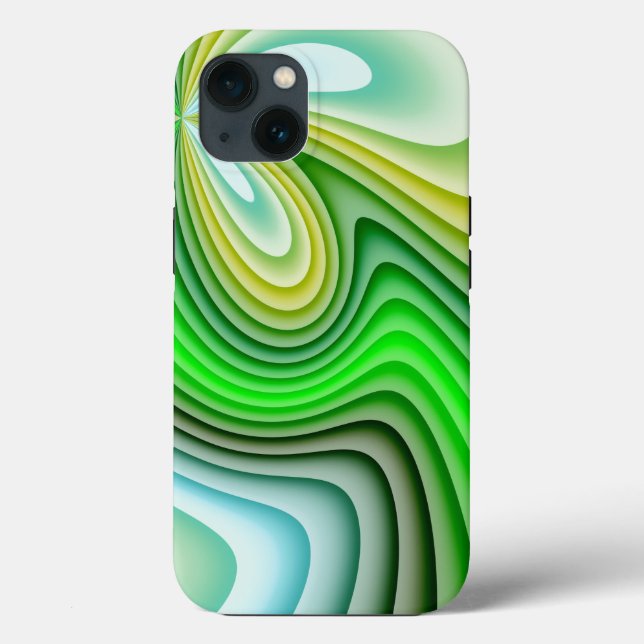 Coques Case-Mate iPhone Vagues jaunes et vertes (Verso)