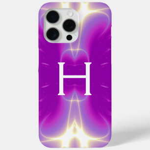 COQUE Case-Mate iPhone VAGUES LUMINEUSES FRACTALES MONOGRAMME, PURPLE ROS