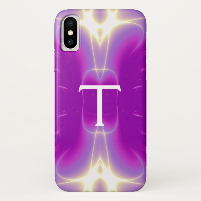 Coques Case-Mate iPhone VAGUES LUMINEUSES MONOGRAM violet violet rose (Dos)