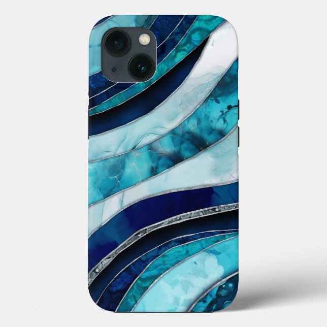 Coques Case-Mate iPhone Vagues - Mixte Media Blue Abstrait (Verso)