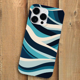 Coque Case-Mate iPhone Vagues océaniques Abstraites Motif minimal bleu cy