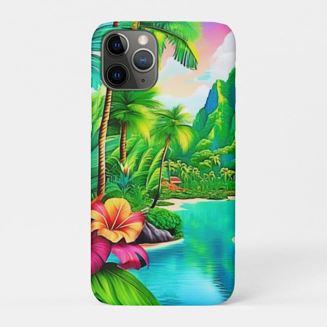 Coques Case-Mate iPhone Vagues océaniques et palmiers Art (Dos)