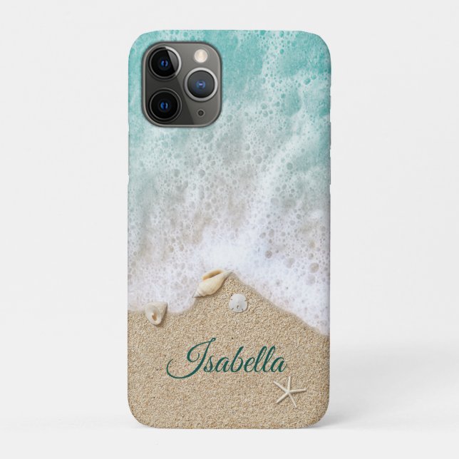 Coques Case-Mate iPhone Vagues Océaniques Turquoise & Sable De Plage (Dos)