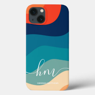 Case-Mate iPhone Case Vagues rétro géométriques du milieu du siècle Rain