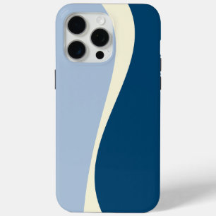 Coque Case-Mate iPhone Vagues simples 2 en bleu foncé, bleu clair et crèm