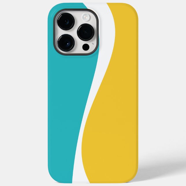 Coques Case-Mate iPhone Vagues simples 2 en Turquoise, Jaune et Blanc (Verso)