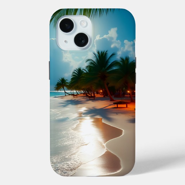 Coques Case-Mate iPhone Vagues tropicales Plage ciel bleu nuageux (Verso)