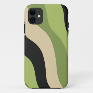 Case-Mate iPhone Case vagues, vert, noir et beige courbes colorées
