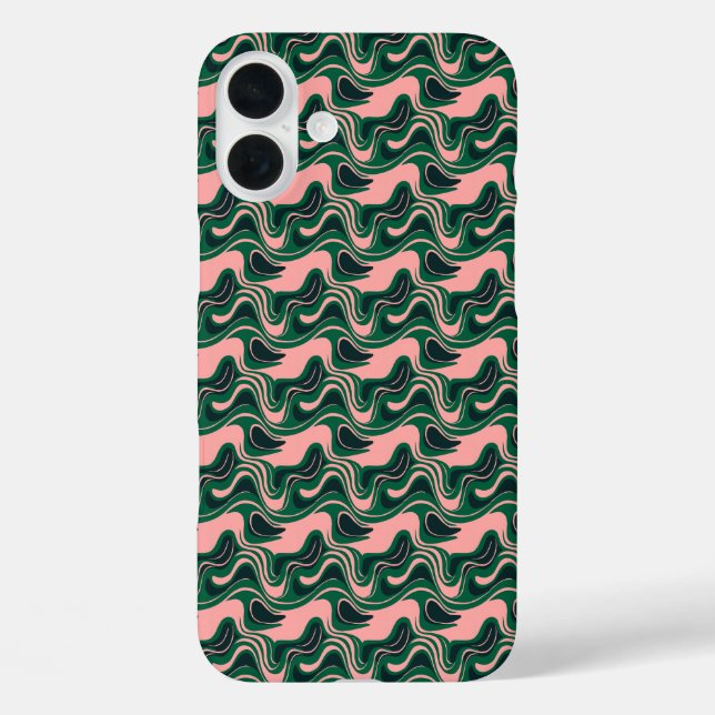 Coques Case-Mate iPhone "Vagues vertes et roses joueuses" (Verso)