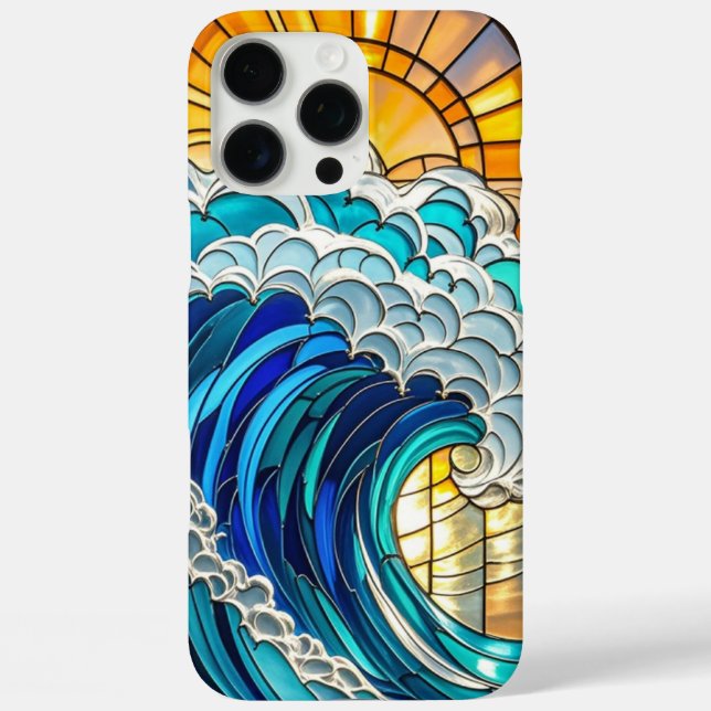 Coques Case-Mate iPhone Vagues vibrantes et rayons du soleil Verre tendu - (Verso)