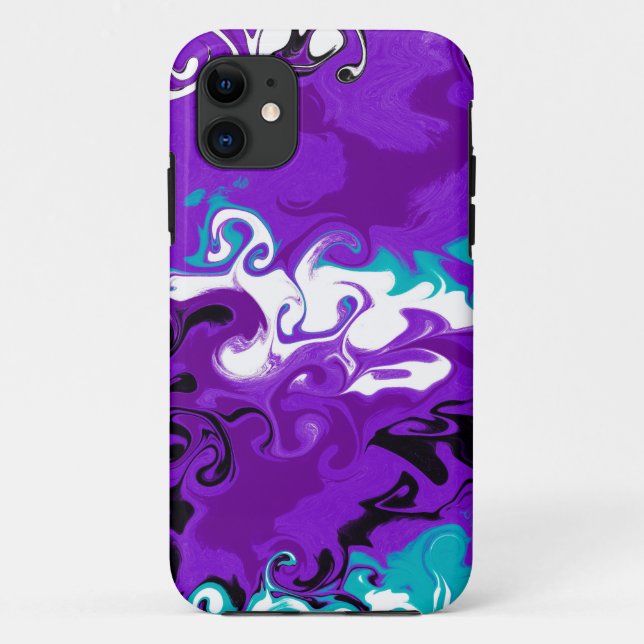 Coques Case-Mate iPhone Vagues violettes personnalisées Fluid Art (Dos)