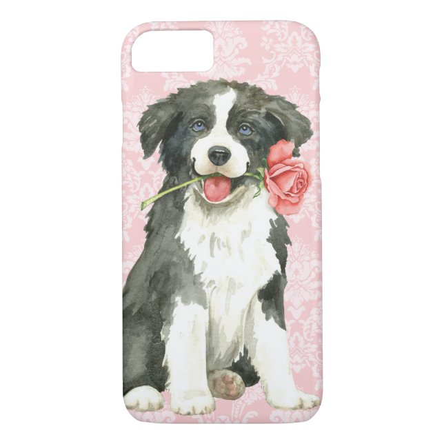 Coques Case-Mate iPhone Valentine border collie rose (Dos)