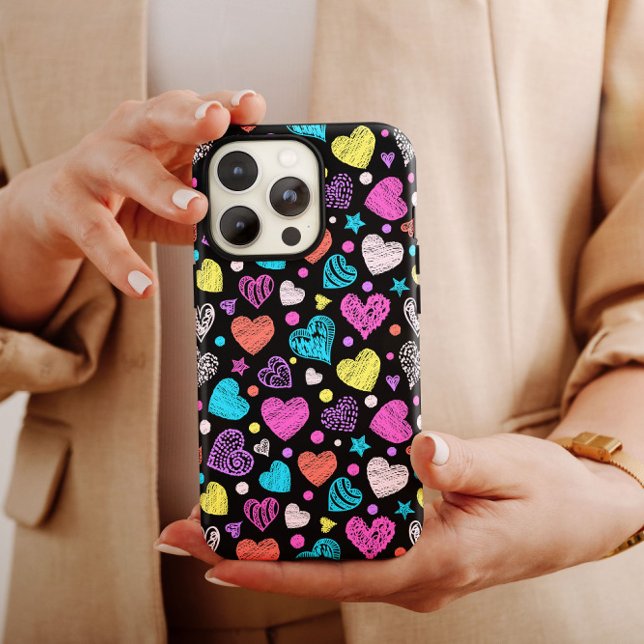 Coques Case-Mate iPhone Valentine Chalk Hearts | iPhone 14 Case-Mate (Créateur téléchargé)