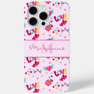 Coque Case-Mate iPhone Valentine Pink Love Lettres Motif Nom élégant