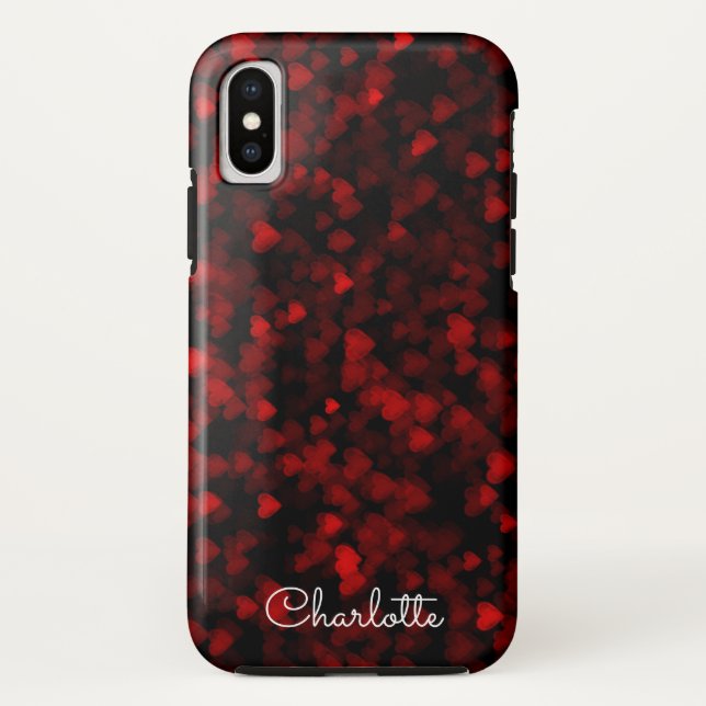 Coques Case-Mate iPhone Valentine Red Bokeh Hearts (Dos)