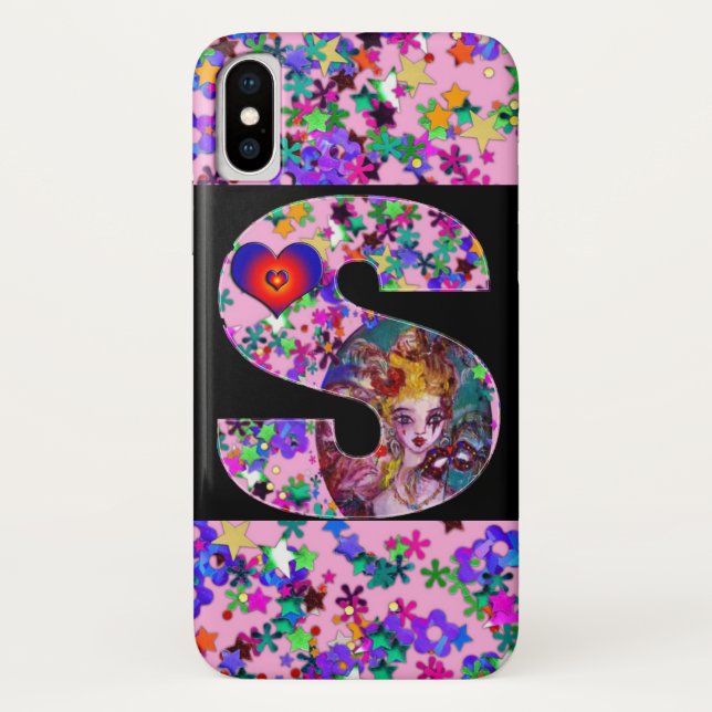 COQUES Case-Mate iPhone VALENTINE VENETIAN MASQUERADE MONOGRAMME LETTRE S (Dos)