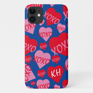 Case-Mate iPhone Case Valentine XOXO Coeur rose Motif bleu Nom