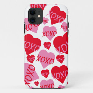 Case-Mate iPhone Case Valentine XOXO Coeur rose rouge Motif moderne blan