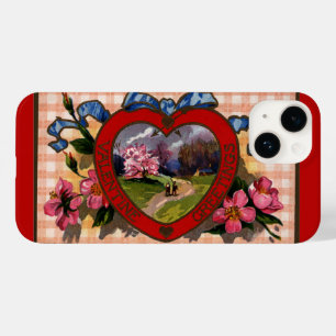 Coque Case-Mate iPhone Valentines vintages Jour Salutations Coeur et Fleu
