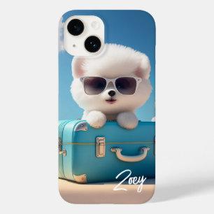 Coque Case-Mate iPhone Valise de voyage de chien blanc mignon personnalis