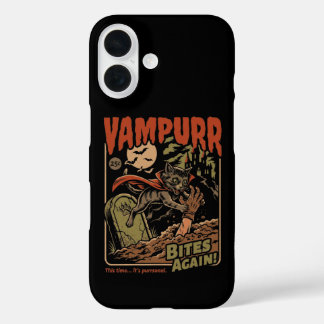Coque Pour iPhone 16 Vampurr mord encore ! Chat drôle Halloween Vintage