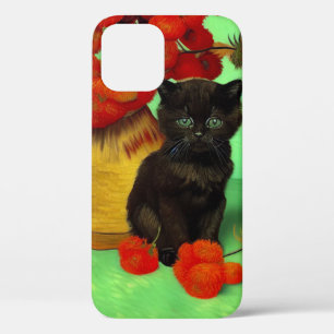 Case-Mate iPhone Case Van Gogh Black Kitten Fleurs rouges