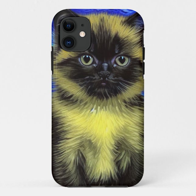 Coques Case-Mate iPhone Van Gogh Starry Nuit Siamese Cat (Dos)