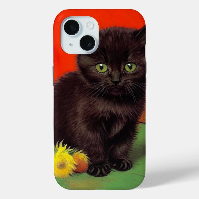 Coques Case-Mate iPhone Van Gogh Style Chat noir (Verso)