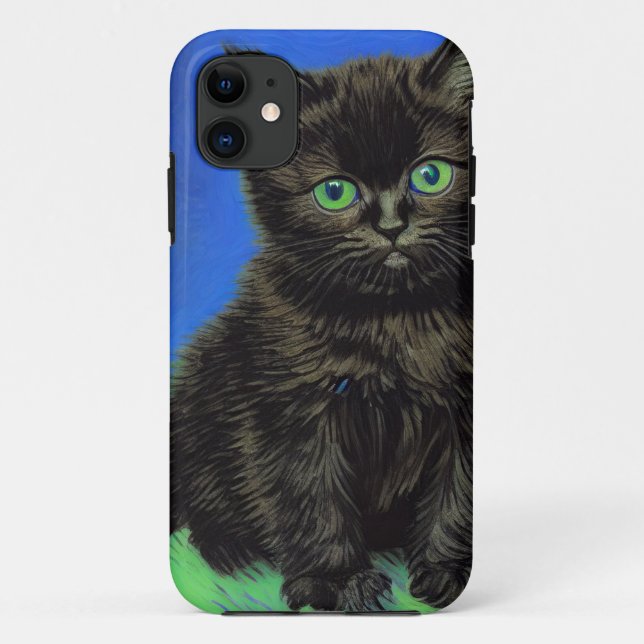 Coques Case-Mate iPhone Van Gogh Style Kitten noir (Dos)