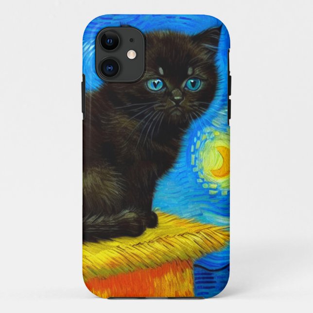 Coques Case-Mate iPhone Van Gogh Style Starry Night Cat (Dos)