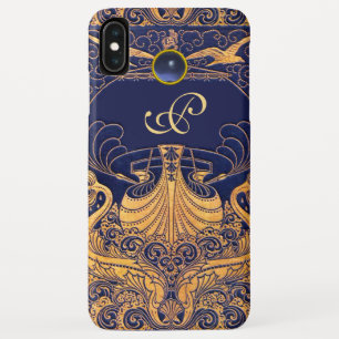 Case-Mate iPhone Case Vase Antique,Dauphins,Or,Monogramme Bleu Marine