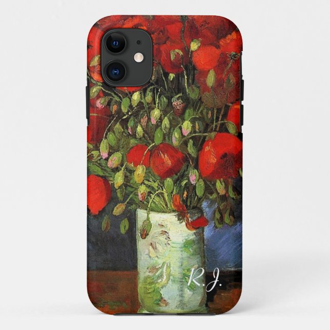 Coques Case-Mate iPhone Vase aux coquelicots rouges par Vincent van Gogh. (Dos)